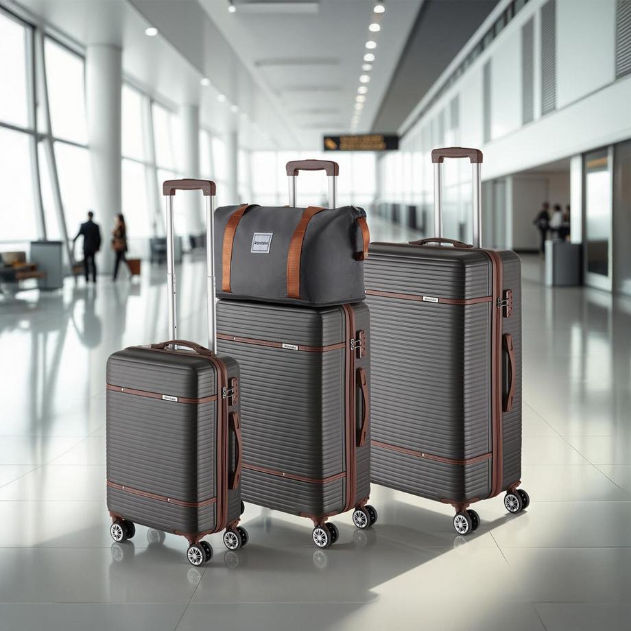 Tectake  Reisekofferset Madison 13-teilig, Hartschalen aus robustem ABS-Kunststoff TSA-Sicherheitszahlenschloss 