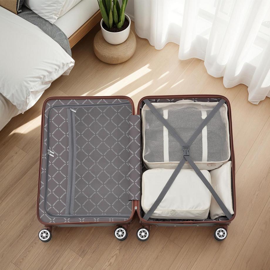 Tectake  Reisekofferset Madison 13-teilig, Hartschalen aus robustem ABS-Kunststoff TSA-Sicherheitszahlenschloss 
