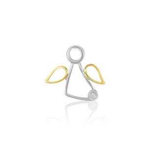 MUAU Schmuck  Pendentif ange bicolore or jaune/blanc 750 diamant 0.0075ct. 13x15mm 