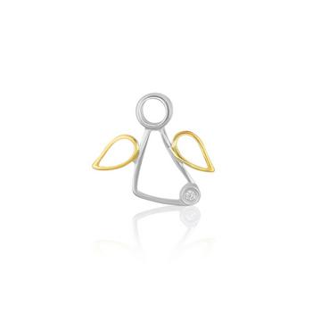 Pendentif ange bicolore or jaune/blanc 750 diamant 0.0075ct. 13x15mm