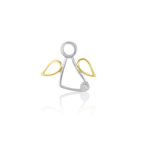 MUAU Schmuck  Pendentif ange bicolore or jaune/blanc 750 diamant 0.0075ct. 13x15mm 