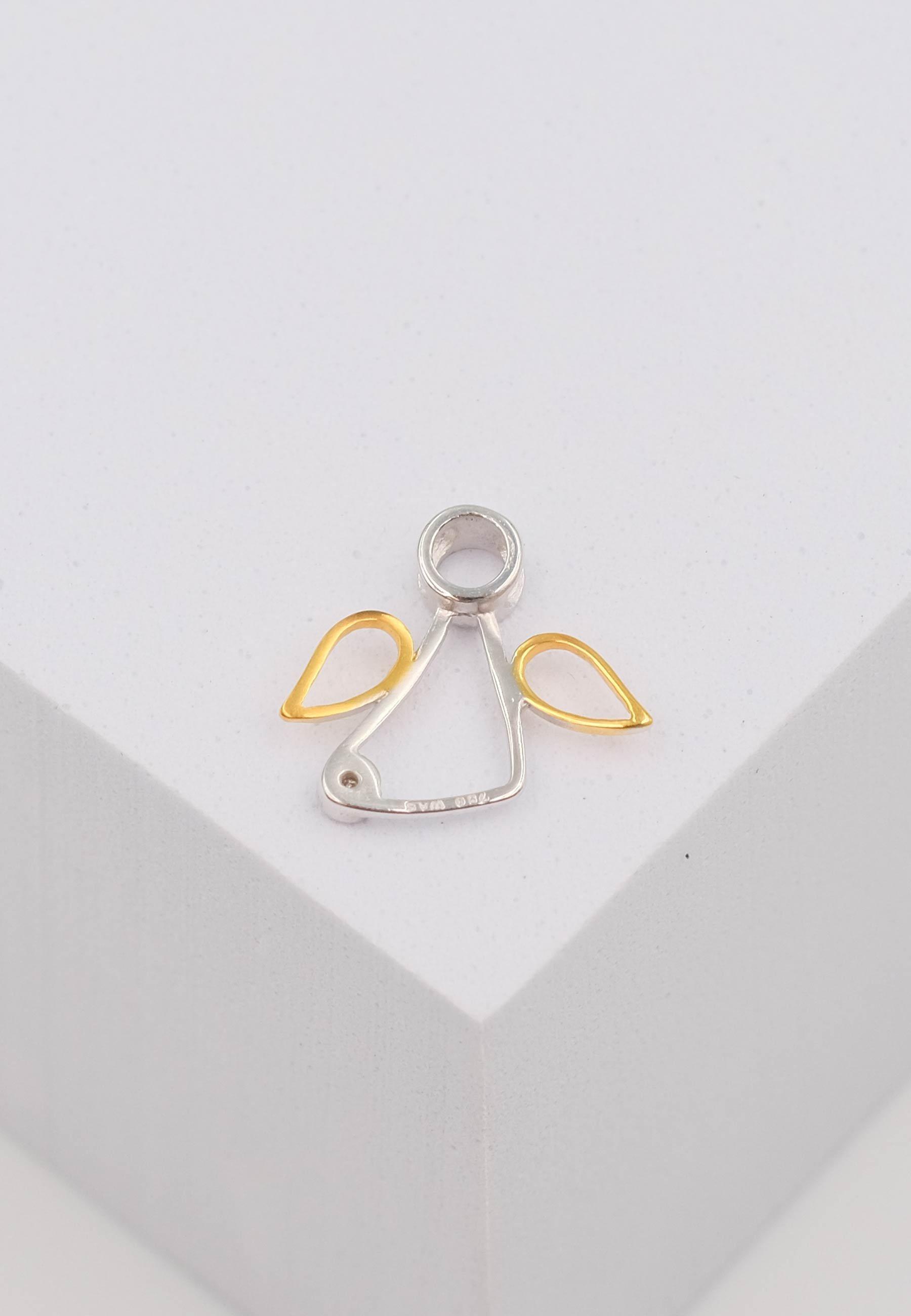 MUAU Schmuck  Pendentif ange bicolore or jaune/blanc 750 diamant 0.0075ct. 13x15mm 