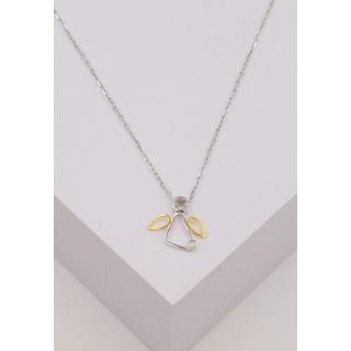 MUAU Schmuck  Pendentif ange bicolore or jaune/blanc 750 diamant 0.0075ct. 13x15mm 