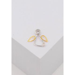 MUAU Schmuck  Pendentif ange bicolore or jaune/blanc 750 diamant 0.0075ct. 13x15mm 