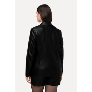 Ulla Popken  Blazer imitation cuir, col à revers, doublure intégrale 