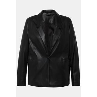 Ulla Popken  Blazer imitation cuir, col à revers, doublure intégrale 