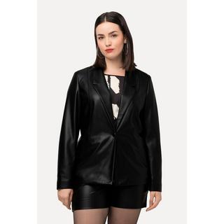 Ulla Popken  Blazer imitation cuir, col à revers, doublure intégrale 