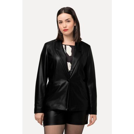 Ulla Popken  Blazer in similpelle con scollo con revers e fodera completa 