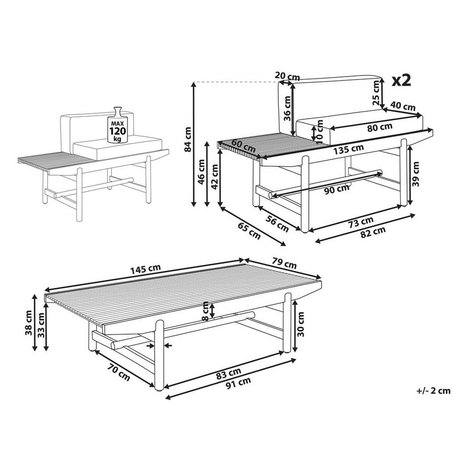 Beliani Salotto da giardino en Legno d'acacia Rustico GIAVENO  