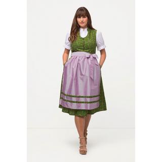 Ulla Popken  Dirndl, Blüten, Schmuckknöpfe, V-Ausschnitt, ärmellos 