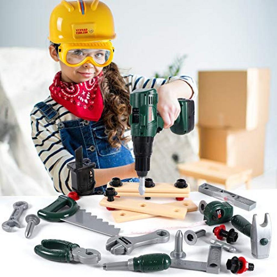 Activity-board  32teiliges Kinder Werkzeug Spielzeug Set mit Werkzeugtasche Bohrer Spielzeug Werkzeugkiste Werkzeug 