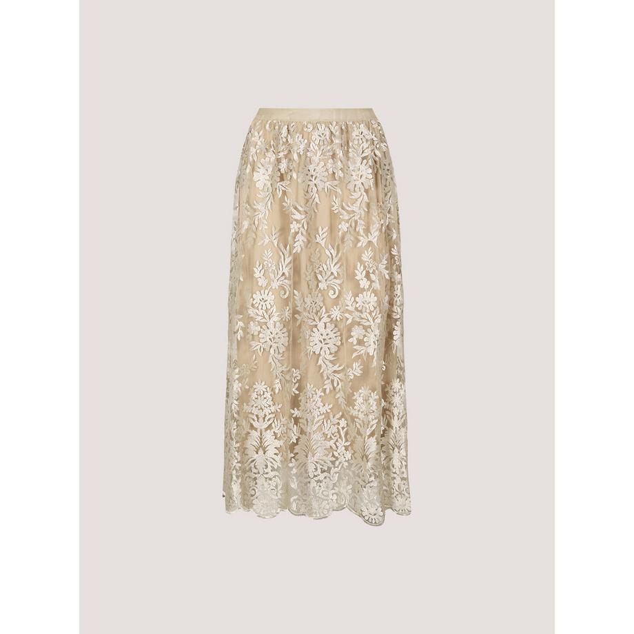 APRICOT Jupe Midi Chatoyante en Maille Broderie Florale  