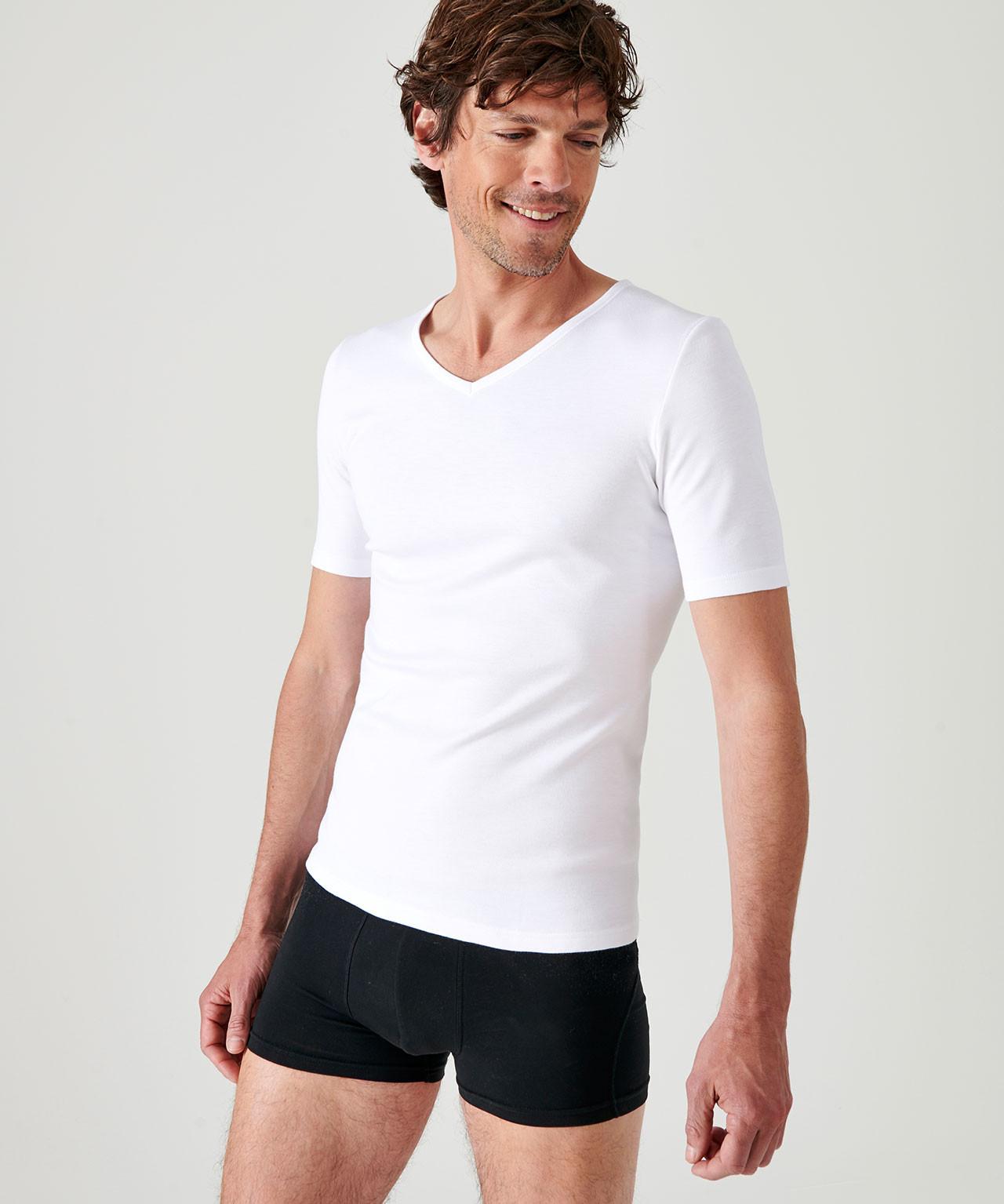 Image of T-shirt Mit V-ausschnitt, Wärmegrad Medium 3. Herren Weiss L