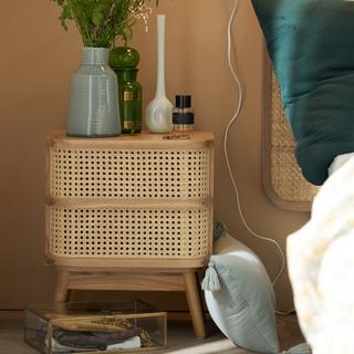 La Redoute Intérieurs Nachttisch Laora mit 1 Rattanschublade  