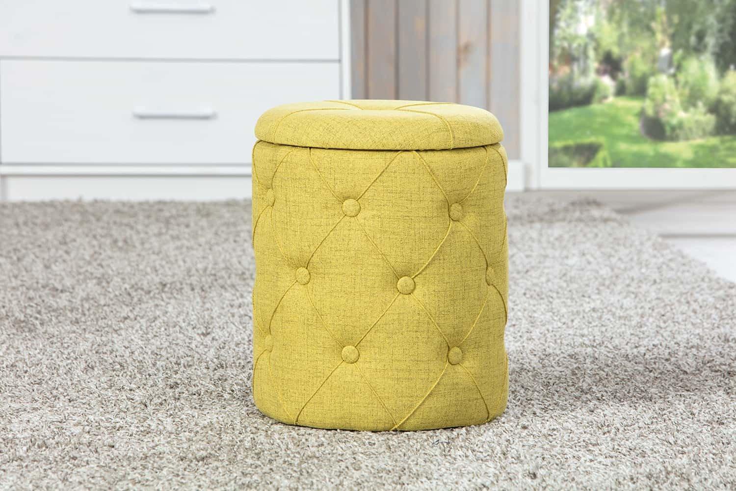 mutoni Tabouret Roxas avec boutons jaune-vert  