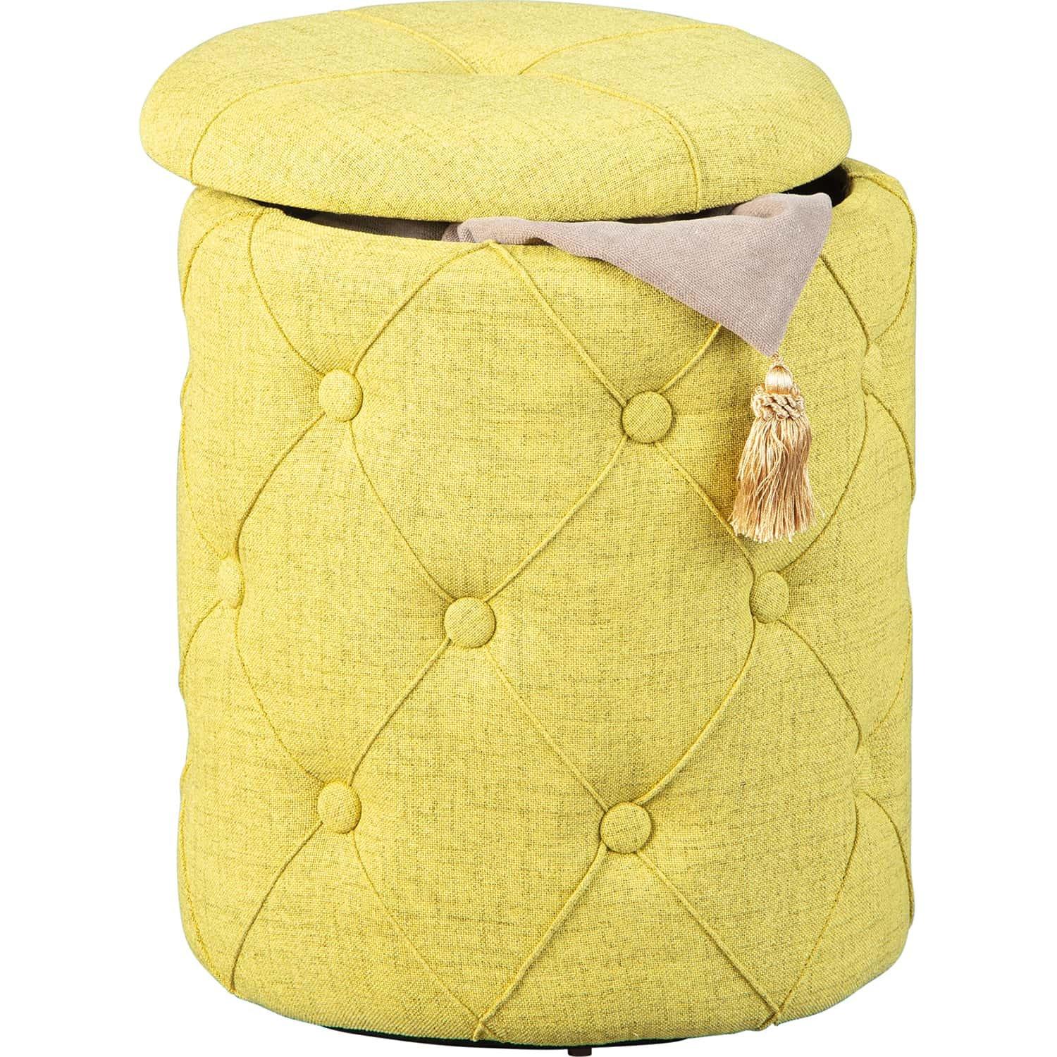 mutoni Tabouret Roxas avec boutons jaune-vert  