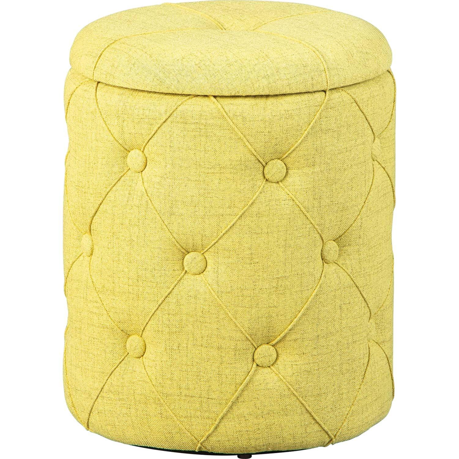 Image of Hocker Roxas mit Knöpfen gelbgrün Hocker Roxas mit Knöpfen gelbgrün