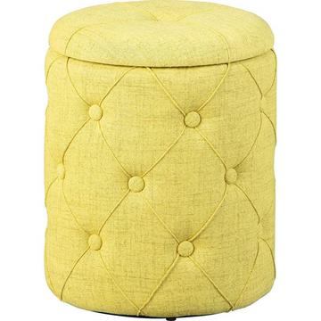 Tabouret Roxas avec boutons jaune-vert