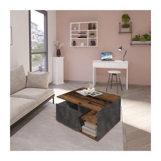 Calicosy Table Basse sur Roulettes 2 Tiroirs 2 Niches L70 cm - Twin  