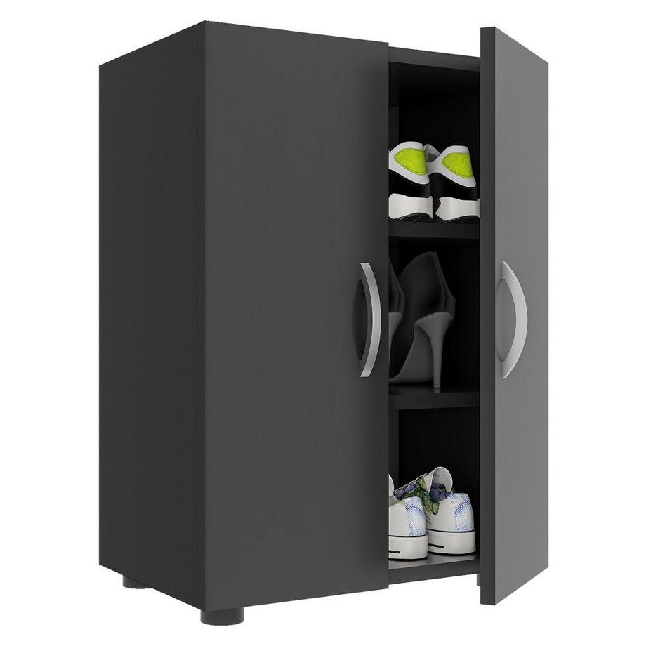 Bois Grande armoire à chaussures Commode à chaussures Étagère à chaussures Bottes Grande Ulas 3 compartiments