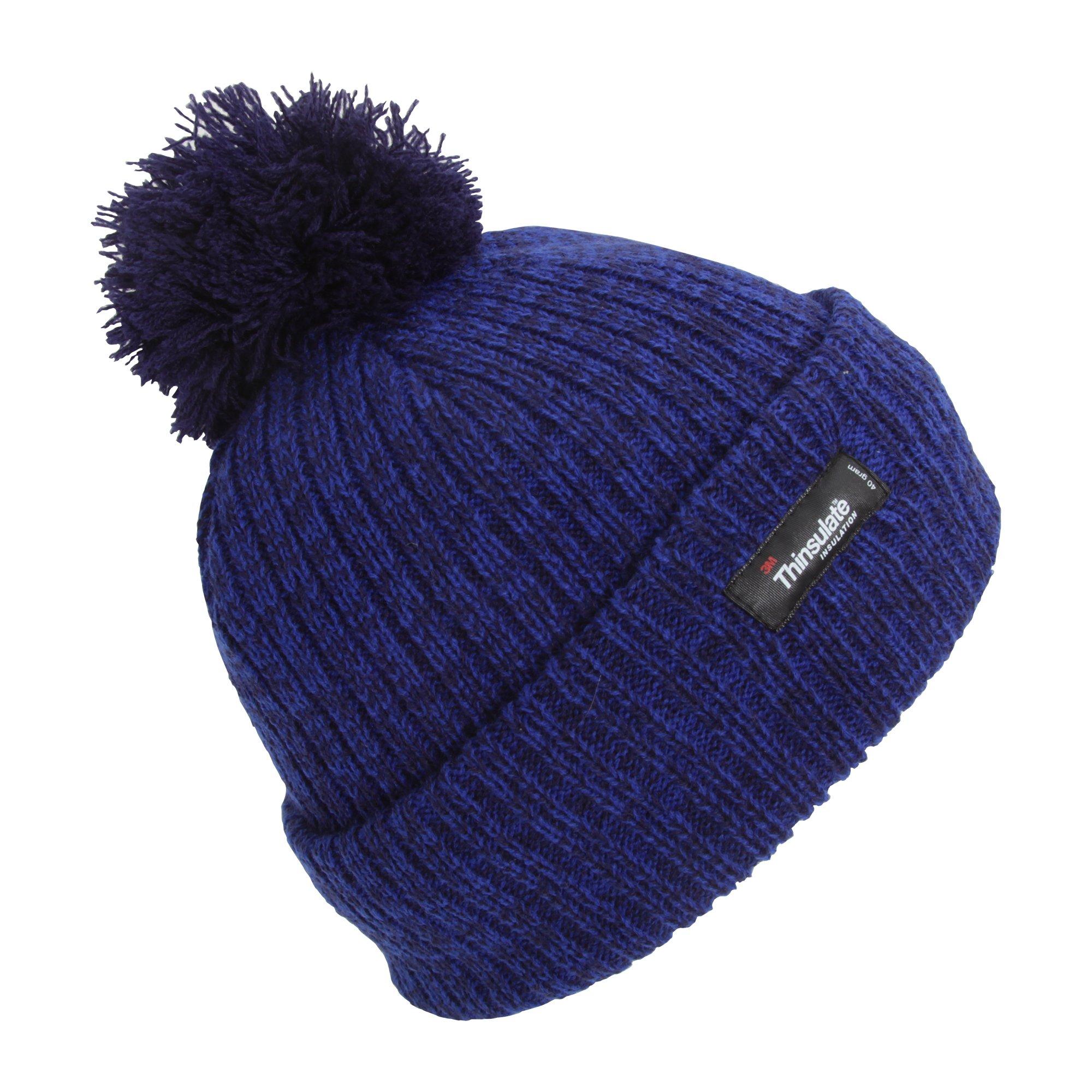 Image of Thinsulate Strick Winterbeanie Hut Mit Pom Pom Herren Blau ONE SIZE