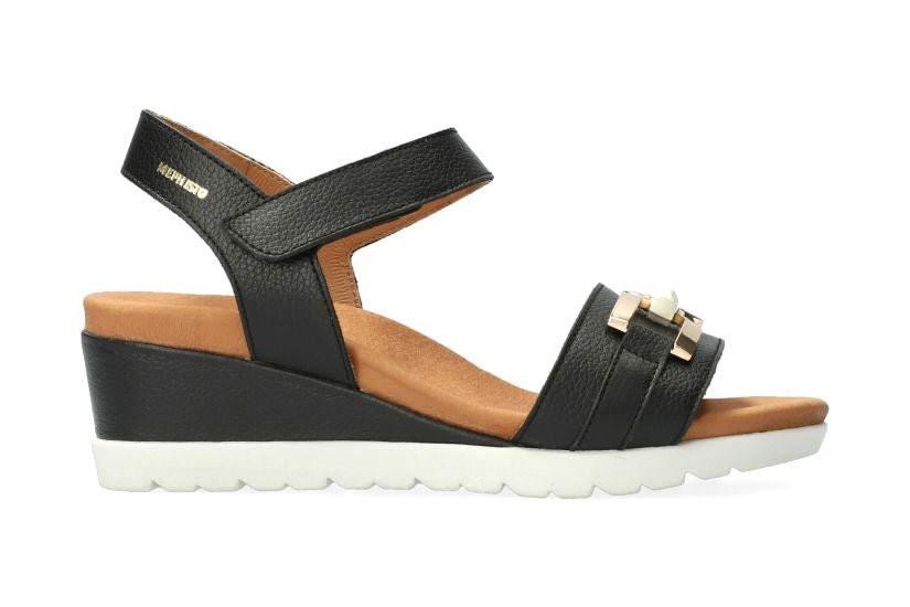 Image of Yulia - Leder Sandale Damen Schwarz 35