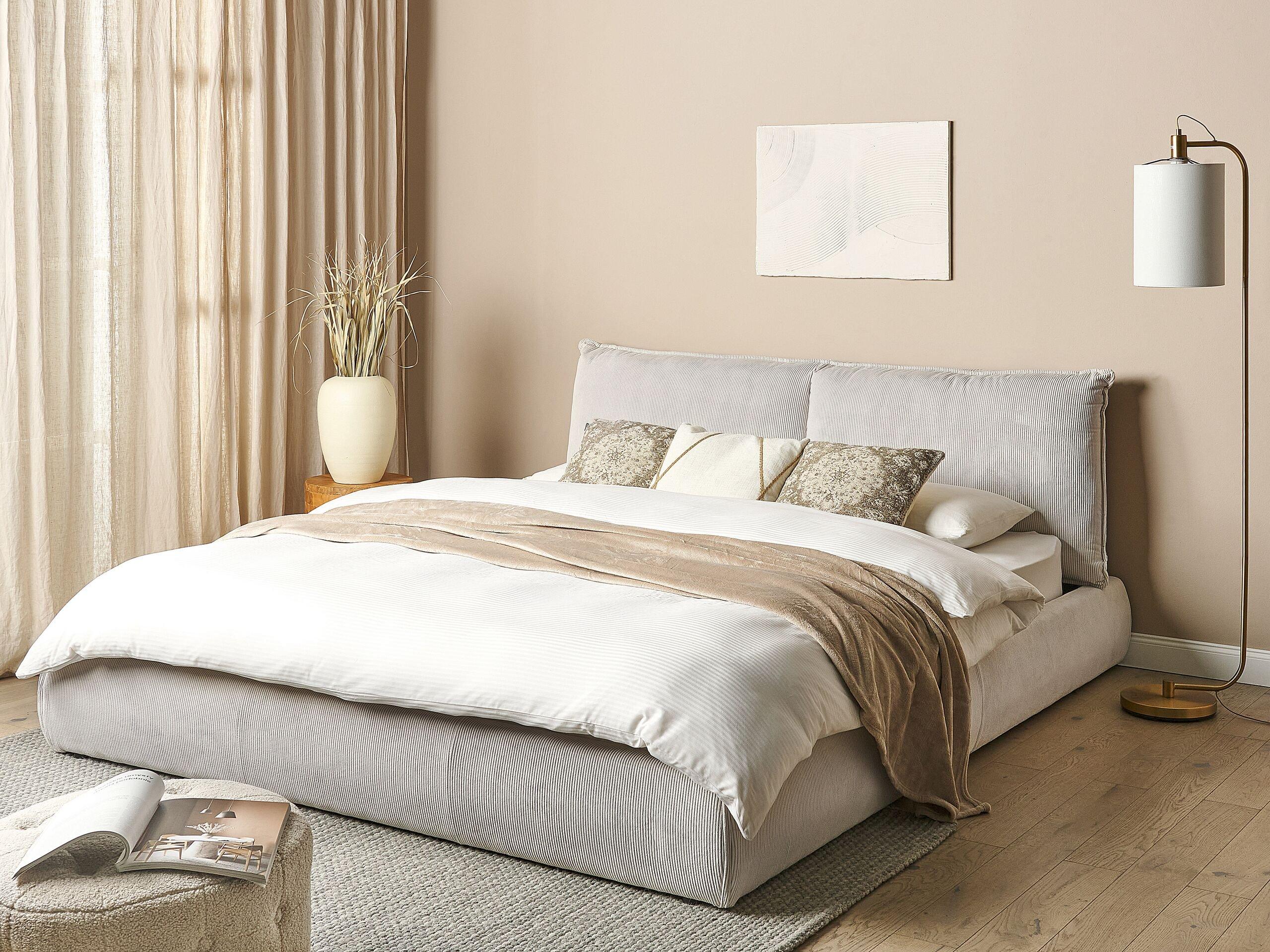 Beliani Bett mit Lattenrost aus Cord Modern VINAY  