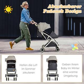 Northix  Poussette de voyage pliable avec dossier réglable et auvent, poussette pour bébé avec porte-gobelet gris 