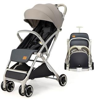 Northix  Poussette de voyage pliable avec dossier réglable et auvent, poussette pour bébé avec porte-gobelet gris 