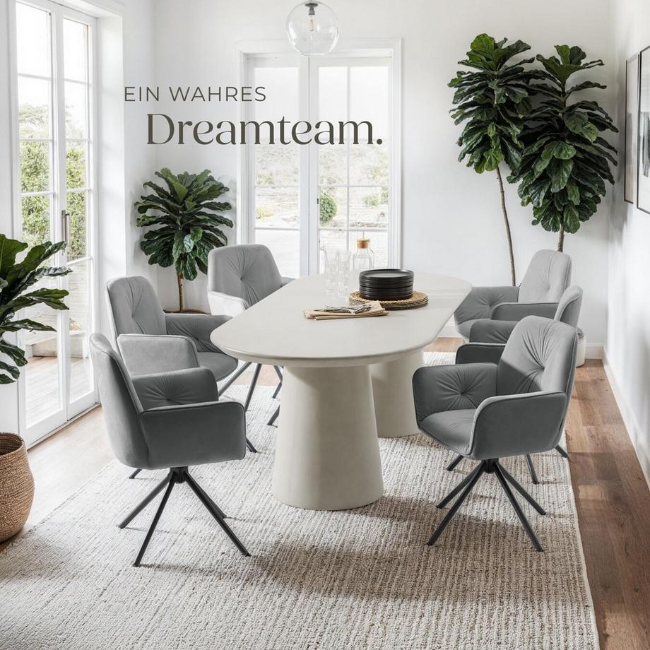 Tectake Drehbarer Armlehnstuhl Lenia in Samtoptik, gepolstert 360° drehbar, höhenverstellbare Kunststofffüße  