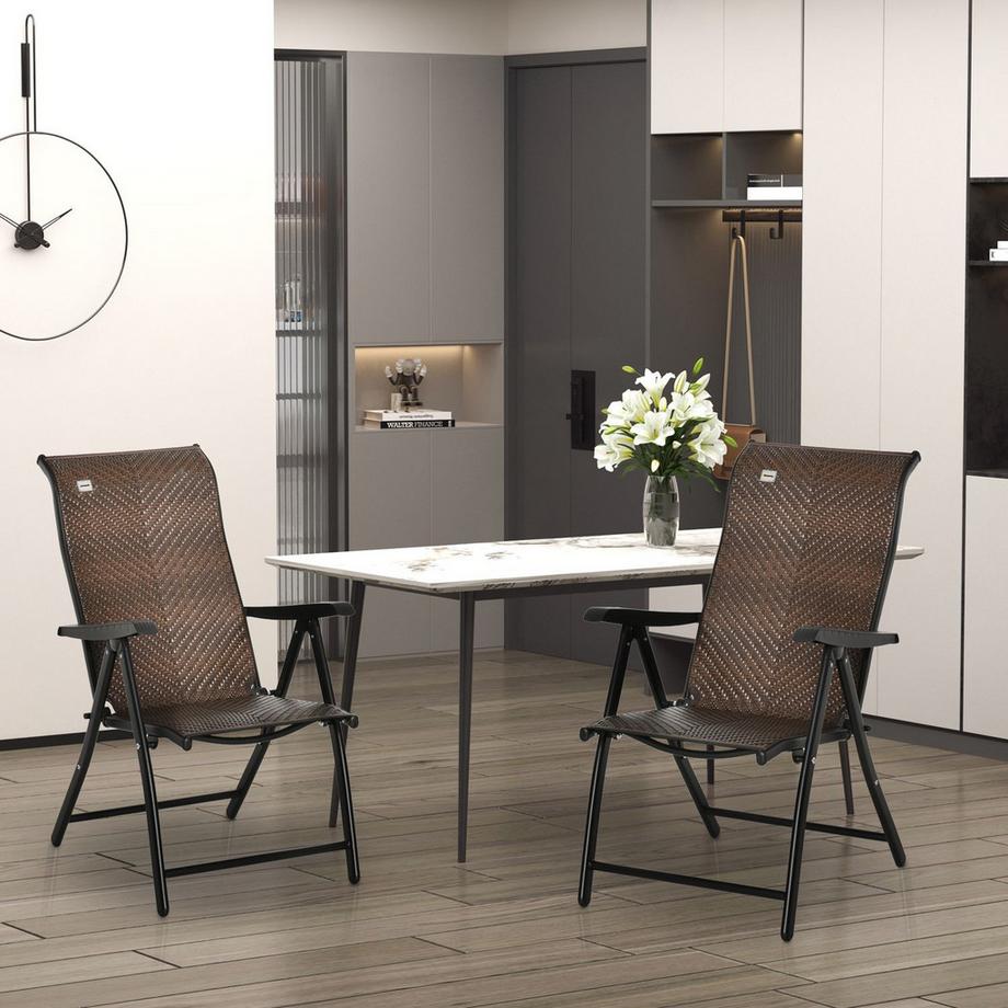 Northio Polyrattan Gartenstuhl Klappbar Rückenlehne 7 Stufige Verstellbar Klappstuhl Mit Armlehne Für Garten Balkon Und Terrasse 58 X 71 X 111 Cm  