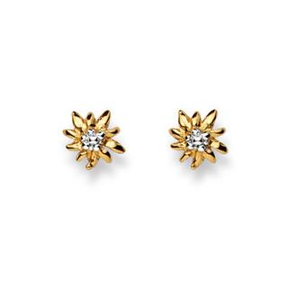 MUAU Schmuck  Clous d'oreilles Edelweiss bicolore or jaune/blanc 750, 8mm 