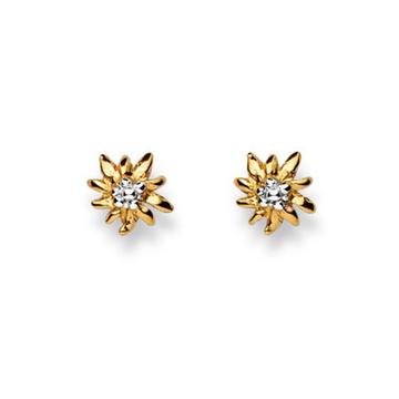 Clous d'oreilles Edelweiss bicolore or jaune/blanc 750, 8mm