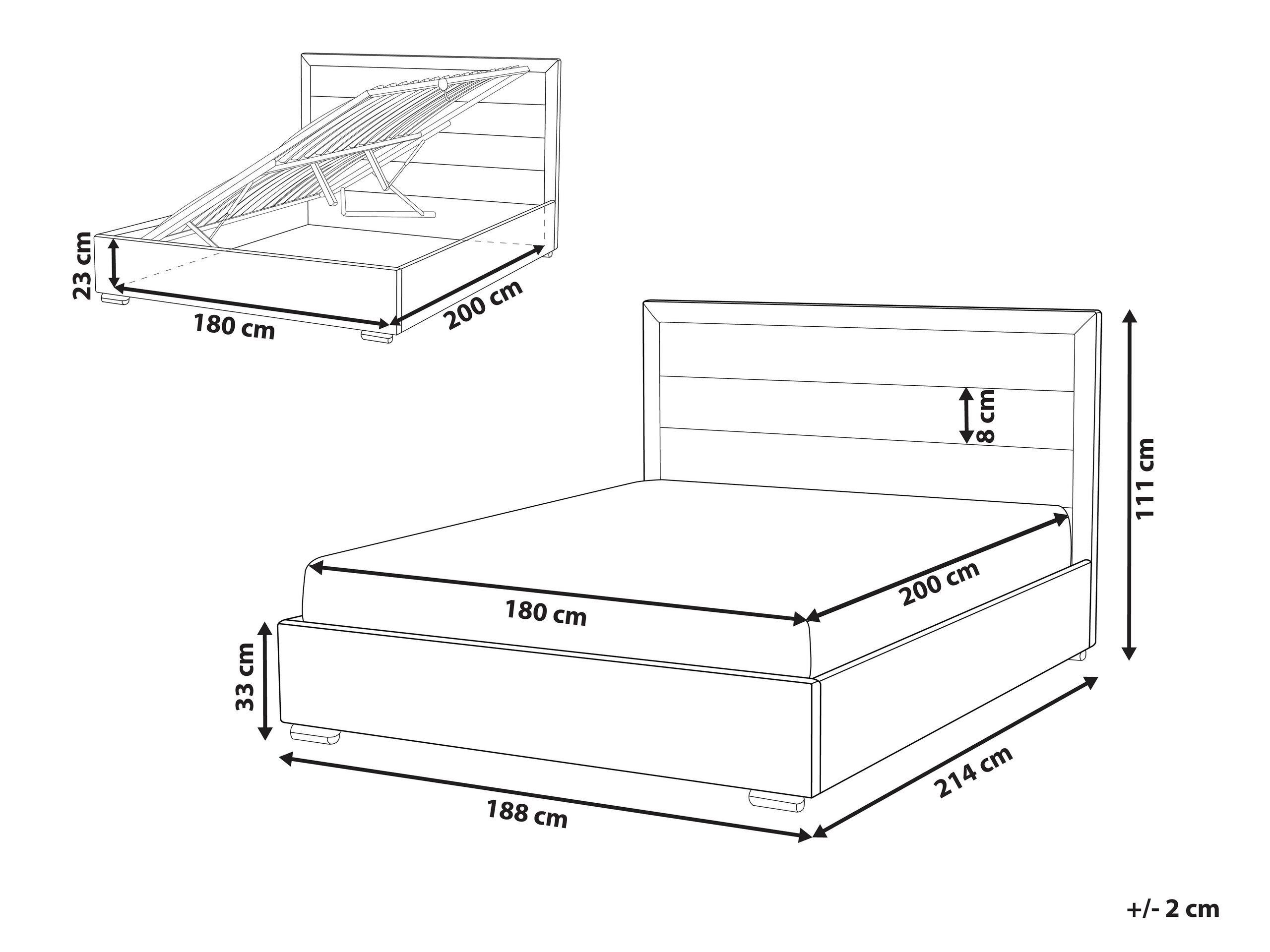 Beliani Bett mit Bettkasten aus Samtstoff Modern ROUEN  