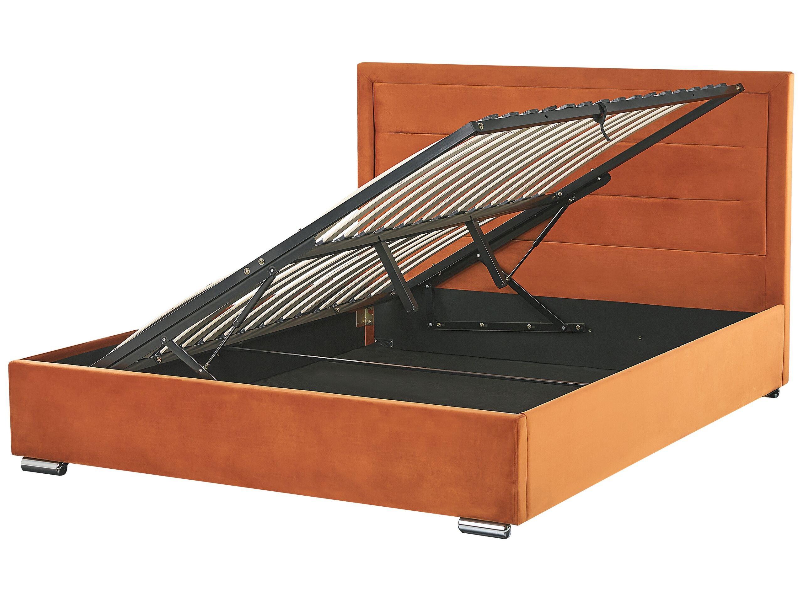 Beliani Bett mit Bettkasten aus Samtstoff Modern ROUEN  