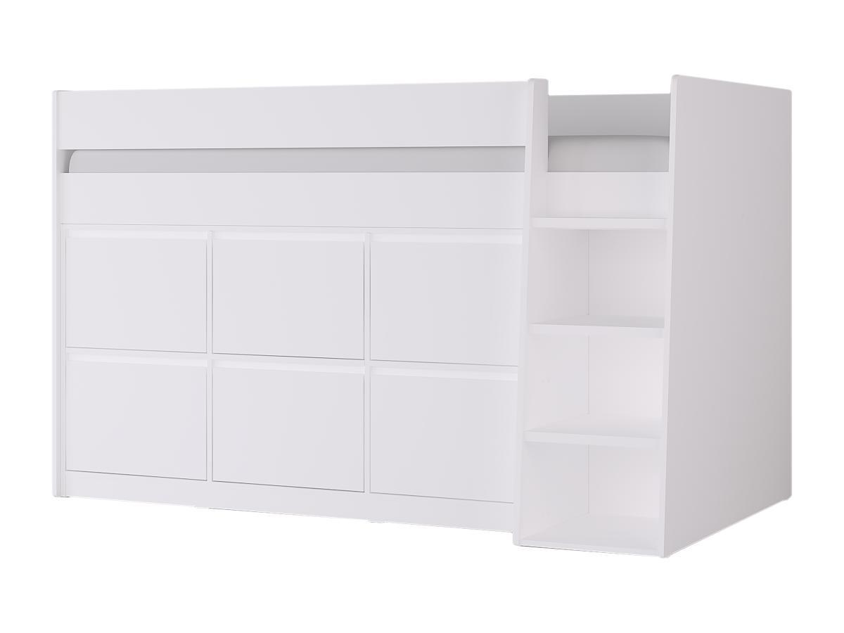 Image of Hochbett mit 6 Schubladen - 90 x 190 cm - Weiß - CAMALETI Hochbett mit 6 Schubladen - 90 x 190 cm - Weiß - CAMALETI
