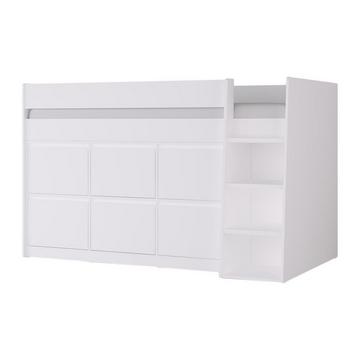 Letto mezza altezza 90 x 190 cm con 6 cassetti Bianco - CAMALETI