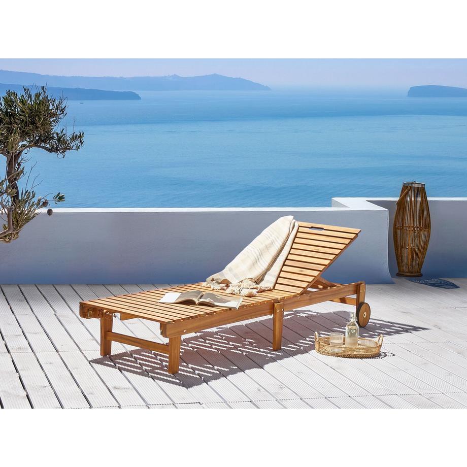 Beliani Sonnenliege aus Akazienholz  PIETRALUNGA  