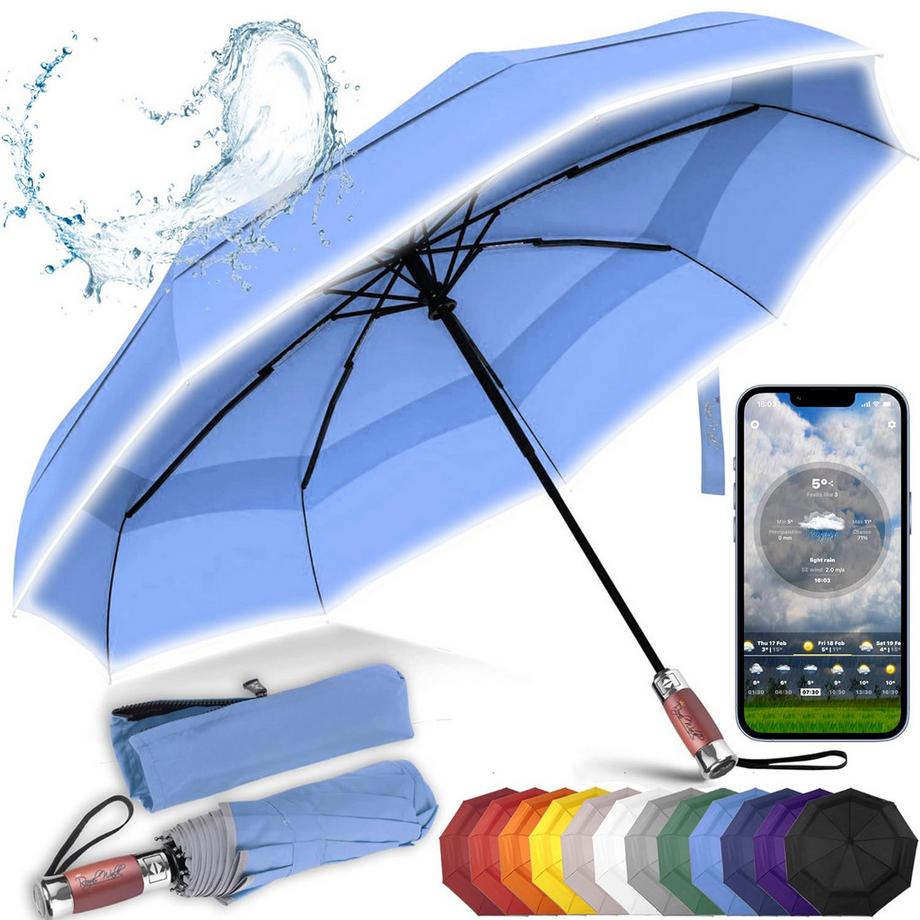 Parapluie Parapluie de poche Ouverture et fermeture automatique Double canopée coupe-vent