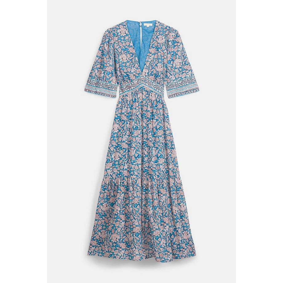 Louise-Misha Robe longue fleurie à manches courtes  