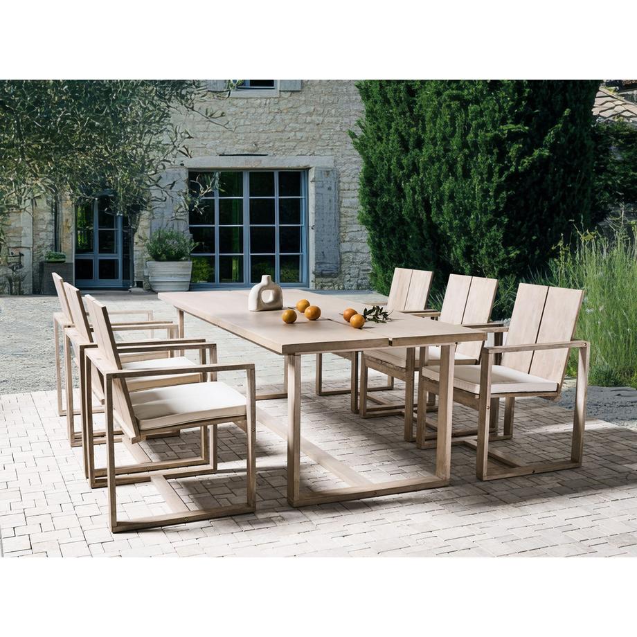 Beliani Salle à manger de jardin avec chaises en Acacia Rustique AZZANELLO  