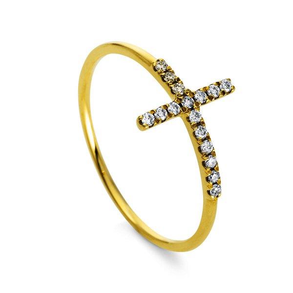 Image of Ring 750/18k Gelbgold Diamant 0.1ct. Damen Gelbgold 54