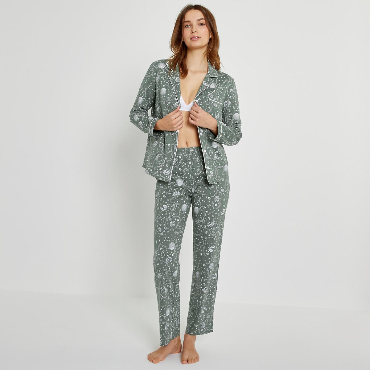 Image of Pyjama Mit Printmuster Damen Weiss Bedruckt 48/50