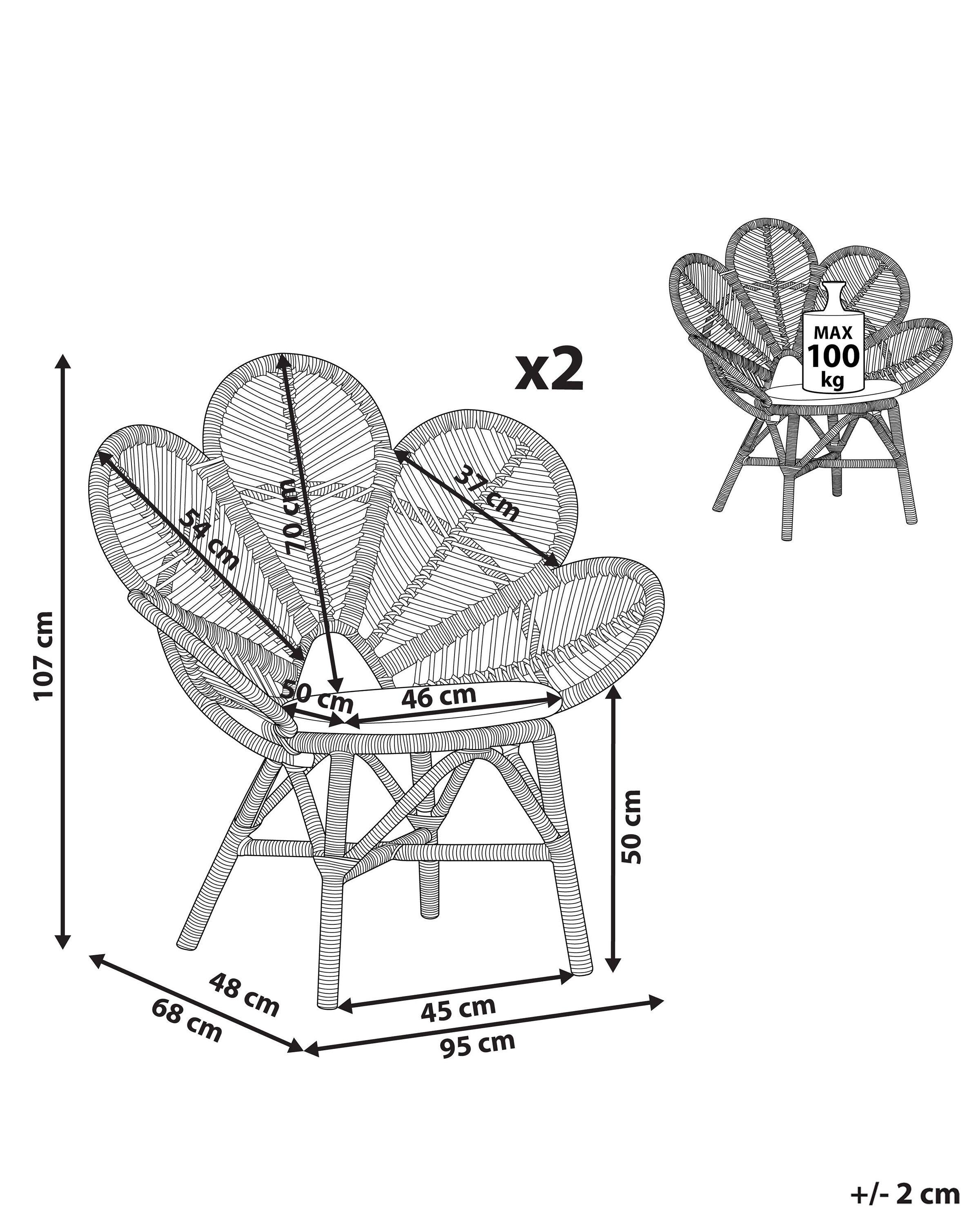 Beliani Lot de 2 chaises en Rotin Boho FLORENTINE  