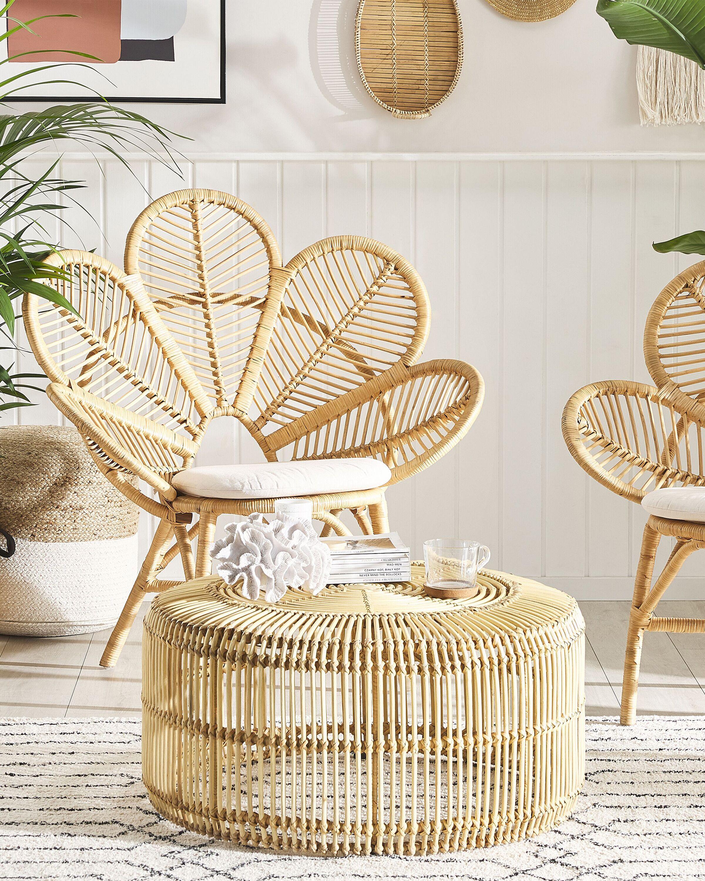 Beliani Set di 2 sedie Peacock en Rattan Boho FLORENTINE  