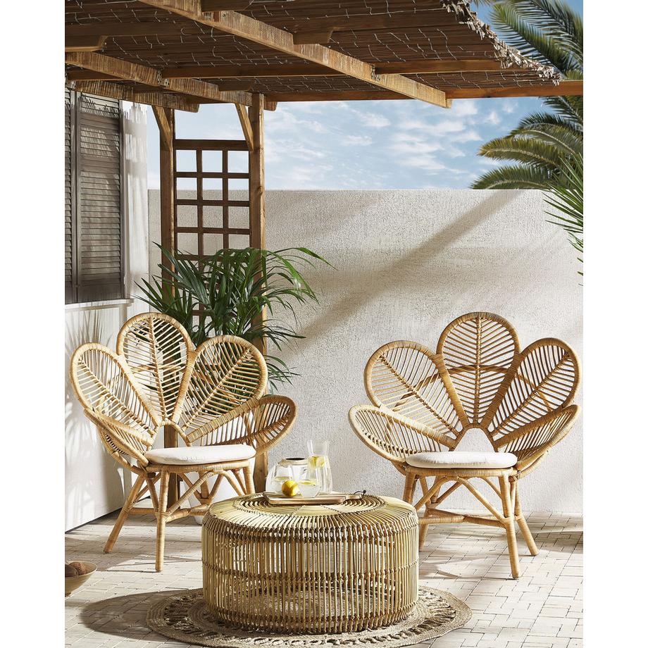 Beliani Lot de 2 chaises paon en Rotin Boho FLORENTINE  