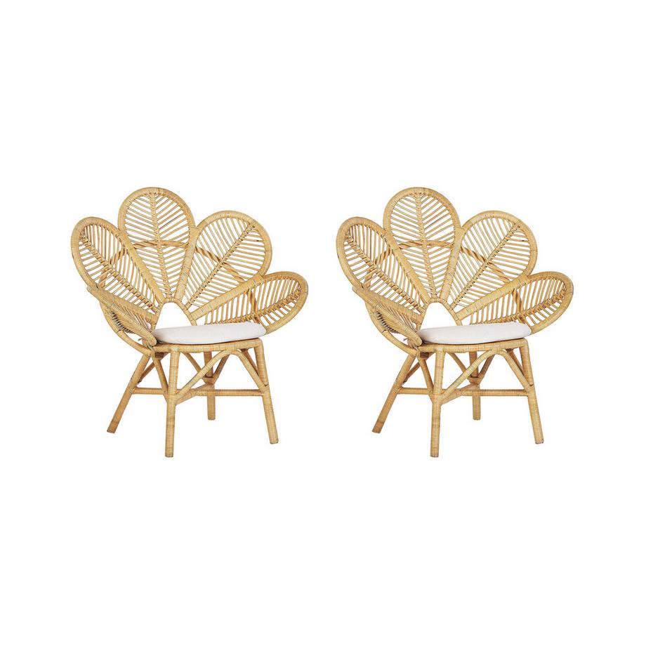 Beliani Lot de 2 chaises paon en Rotin Boho FLORENTINE  