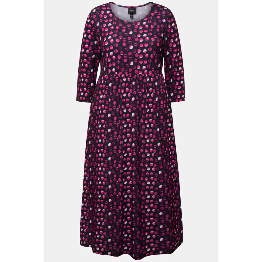 Ulla Popken Abito in jersey A-line a pallini scollo rotondo maniche 3/4  