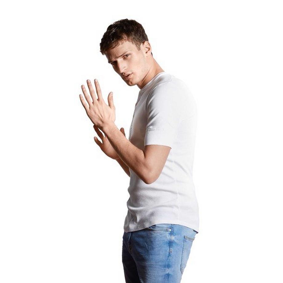 Schiesser Revival T-shirt Henley Retro Vestibilità Comoda  