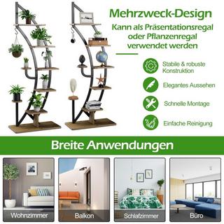 Northix 7-Stufiger Hoher Metall-Pflanzenständer Gebogenes Halbmondförmiges Leiter-Pflanzenregal  